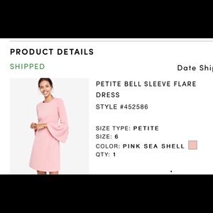 Pink Bell Sleeve Ann Taylor Dress